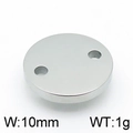 Runder 10mm Edelstahl-Anhänger in Knopfform mit zwei Löchern in Silberoptik - 10mm Stahlfarbene Scheibe (KLJ3841-Z)