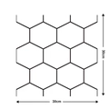 30x30cm technical schematic showing dimensions of 3D hexagonal self-adhesive wallpaper tile - B04-Hexagon Size Diagram