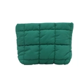 Pochette trucchi in nylon trapuntato verde scuro con design a pieghe chic - Verde