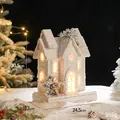 Luminous Christmas snow house figurine with warm lights, pine needles and berries decor - Pine Cone Snow House Style D Battery Model