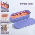 Purple makeup brush cleaning kit with silicone mat, drying rack, and storage container - Cleaning Box - Purple