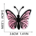 Macro detail of pink and black embroidered butterfly patch with precise size measurements - Pink Black White Butterfly (C19HD-052-48)