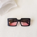 Matte black square frame children sunglasses with pink lenses and model 8872 detail - Black Frame Blush Lens