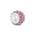 Sparkling pink rhinestone paved charm bead with silver-tone metal for DIY jewelry making - Pink 2