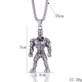 Silver dumbbell necklace for men featuring a bodybuilding weightlifter pendant design - Muscle Flexing