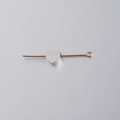 Polished stainless steel heart charm bead with golden metal pin for DIY jewelry making - Horizontal Hole / 7.4x8mm / Steel