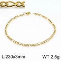 Classico bracciale a catena Figaro dorata in acciaio al titanio, largo 3 mm e lungo 230 mm - Oro 3mm / 17cm