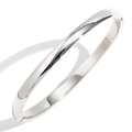 Bracciale rigido minimalista da 4mm in acciaio inossidabile lucido con cerniera - Larghezza 5mm Superficie Liscia / Color Acciaio