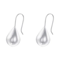Primo piano di eleganti orecchini a goccia in argento con gancio su sfondo bianco - Goccia d'Acqua (VE1559) / Oro Bianco