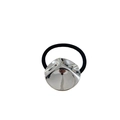 Fashionable black elastic hair tie with minimalist irregular silver metal charm decor - Irregular Water Ripple / Silver Round