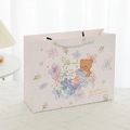 Pink cartoon gift bag with koala and bear illustrations and white braided handle - Medium (Single) / Pink Bear