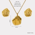 Parure de bijoux en acier inoxydable plaqué or 18k avec collier et boucles d'oreilles - Parure Cœur Texturée Éventail (ZS1536G)