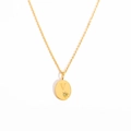 Collier en titane doré avec pendentif lettre V et sertissage de zircon en étoile - V-Pierre Vert Clair