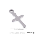 Colgante de cruz en acero inoxidable pulido para joyería DIY, medida 12x24mm y 0,7g - Estilo C Color Acero (KLJ506-Z)
