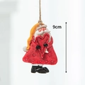 Pendaglio Babbo Natale in resina 9cm, tunica rossa con cuori e cordoncino in canapa - Babbo Natale con Motivo a Cuore