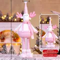 Reno de Navidad rosa con lentejuelas de peluche y patas telescópicas con guía de altura - 60CM / Alce Rosa Retráctil Pequeño