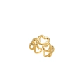 Golden stainless steel ring featuring interlocking hollow heart shapes in a modern style - Hollow Heart Chain / Gold