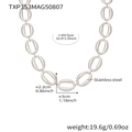 Polished silver stainless steel oval link necklace with minimalist chunky oval chain design - 43+5cm / Silver Necklace