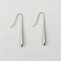 Polished silver stainless steel teardrop dangle earrings with minimalist hooks - Long Slim Teardrop / Silver