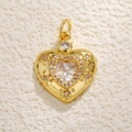 18K gold-plated heart pendant with large clear zircon and snowflake engravings - Clear Zirconia Heart