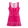 Süßes ärmelloses Chenille-Minikleid in Rosé mit Faltenwurf und quadratischem Ausschnitt - XS / Rosarot