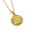 Golden titanium steel necklace featuring a vintage round hollow pendant with letter X - Letter X