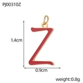 Golden stainless steel letter Z charm with red enamel, measuring 1.4cm x 0.9cm - Letter Z-Red