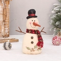 Plush Christmas snowman figurine with black top hat and red plaid scarf decoration - YH16517B Black Top Hat