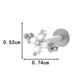 Silver bow-shaped piercing stud with clear zircon stones and internal screw flat back - Cross Flower Style (0190-2#) / Silver