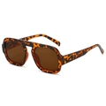 Chic leopard print aviator sunglasses with brown lenses and thick PC square frame - Leopard Frame / Tea Lens