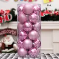 Pink Christmas ball ornaments set with glossy matte and glitter finish in a tube - Glossy/Matte/Glitter Mixed / 6cm / Pink