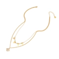 Double-layer gold necklace with colorful beads and white zircon star pendant - Four-Leaf Clover Layered Necklace