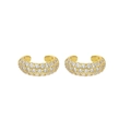 Luxurious 18K gold plated ear cuff featuring multiple rows of micro-pave cubic zirconia - 24K / Pave Zirconia Wide Gold Ear Cuff (W80112-GG)