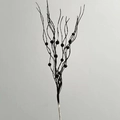 Artificial black glitter stems with berries for Halloween and gothic holiday decor - With Berries / Black