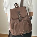 Vintage bruine canvas rugzak met klepsluiting en verstelbare banden voor casual reizen - Oxford stof / koffiekleur