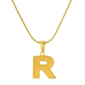 Titanium steel snake chain necklace with gold textured letter R pendant for women - Letter R (S-P004-R)