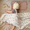 Bamboo cotton muslin baby swaddle blanket with rabbit and carrot print pattern - Rabbit Carrot