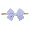 Soft nylon baby headband with a light purple bow featuring jacquard line and dot patterns - Lavender