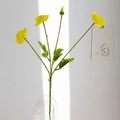 Single yellow silk corn poppy with multi-head blooms and realistic fuzzy stems - Elegant Yellow