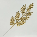 Close-up of golden glitter artificial plant stem with seven forks for Christmas decoration - Gold