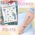Blue glitter daisy and dragonfly tattoo stickers with 'believe in yourself' text - FG-115 (Blue Daisy)