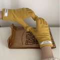 Guantes de punto amarillos táctiles con puños acanalados y etiquetas de marca tejidas - Talla única / Amarillo jengibre