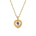 Collier cœur plaqué or 18 carats avec fleur de naissance de décembre sur nacre blanche - Or-Décembre