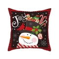 Christmas pillowcase with Joy and To The World print on black and red plaid background - TQR31-26/Joy to the World Snowman Ginger