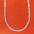 Elegant bridal wedding belt featuring double-row silver rhinestones and white satin ribbon - Silver