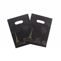 Gift shopping bags in black plastic with golden Eiffel Tower design and handles - No.1 Black Eiffel Tower