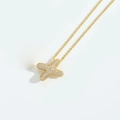 Gold plated pavé X-shaped pendant necklace with cubic zirconia on a rope chain - Letter X