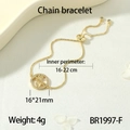 Elegant gold-tone adjustable MAMA chain bracelet featuring zircon accents and a floral charm - BR1997-F (Mama Circle)