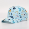 Detail of light blue kids baseball cap with cartoon dinosaurs and rainbow prints - Blue Dinosaur Full Print (8#)