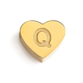 Golden heart-shaped stainless steel charm featuring an engraved letter Q for DIY jewelry - Letter Q (Gold)